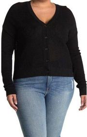 New Lightweight Cotton Ribbed Easy Knit Button Up Cardigan Black XL