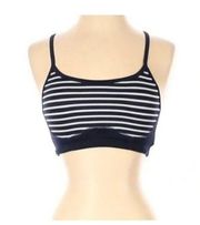 New Balance  x J. Crew Navy Blue White Striped Sports Bra Sz Small 32AB-34A 0683