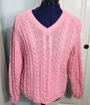 Barbie Pink Chunky Cable Knit Sweater Size Small