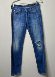 7 For All Mankind Josefina Skinny Boyfriend Distressed Jeans Women's 25