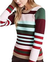 Parker Skyler Long Sleeve Crew Neck Ribbed Striped Sweater SZ S