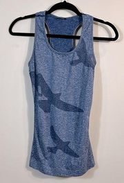 Oiselle Flyte Tank Blue Novelty Bird Print Running Women XS