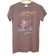 NWOT Ed Hardy By Christian Audigier Love Kills Rhinestone Fitted T Shirt Top