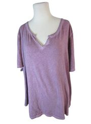 TERRA & Sky Purple Short Sleeve Plus Size Shirt 2X