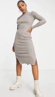 Knit Ribbed Dress In Mink