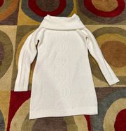 White Cable Knit Sweater Dress Cowl Neck y2k Style Junior’s Medium