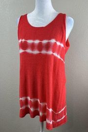 Under Skies Blouse Women Eight Sleeveless Tunic Tank Red White Stripe