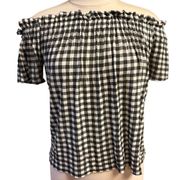 Atmosphere Primark Black and white gingham off the shoulder blouse size 8