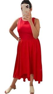 ANTHROPOLOGIE HUTCH Asymmetric Red Maxi Dress Sz M