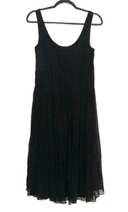 Burberry Brit Silk Linen Blend Sleeveless Black Pleated Dress US 8