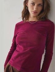 Free People  Intimately Free Garnet Velvet/Mesh Long Sleeve Top Size M