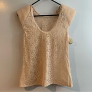 NWT Vintage Vassarette Nude Lace Top with Shoulder Pads Size M