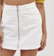 Free People  Zip It Up Mini Skirt in Vintage White Size 28