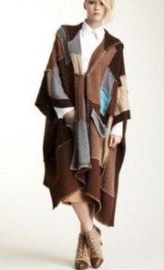 L.A.M.B. Patchwork Wool Poncho Sweater Sz M/L