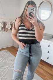 Bb dakota striped crochet tank top