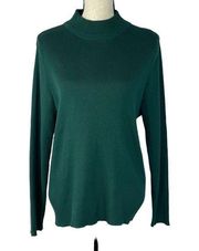 Karen Scott X-Small Mock Neck Sweater Ribbed Stretch Long Sleeve Pullover Green