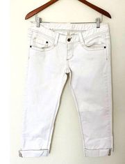 Y2K Express X2 White Low Rise Capri Pockets Jeans Denim Cropped Pants Sz 8