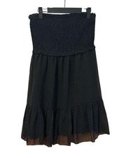 RDI POLKA DOT STRAPLESS SMOCKED DRESS