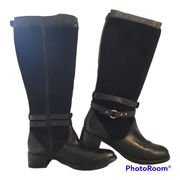 Cailyn Leather Suede Knee High Riding Boots