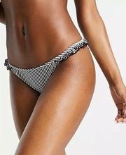 Aerie Co-ord Gingham Ruffle Bikini Bottoms in Black Small NWT