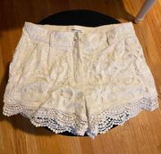 White Lace Flower Shorts