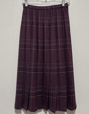 Pendleton Edition Virgin Wool Purple Plaid Pleated Midi School Girl Skirt Size 6