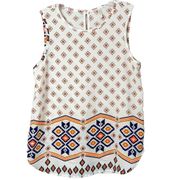 Pink Blush Women's Aztec Print Keyhole Back Sleeveless Top Multi-Color Medium