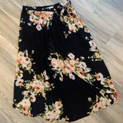 Black floral wrap skirt size S