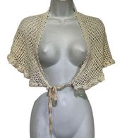 ann taylor Silk Crochet Open Knit Shawl Cape