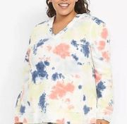 NWT Livi Active Lane Bryant Hoodie 18/20 Tie Dye Pullover Lounge Casual Athletic