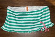 Juicy Couture  green white sparkly stripe bikini ruffle skirt bottoms size small