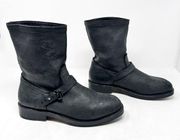 [Rag & Bone] Oliver Black Leather Moto Boots Biker Mid-Calf Strap Buckle Size 10