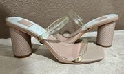 Dolce Vita Noles Nude Clear Straps Round Embossed Heels Women’s size 7.5