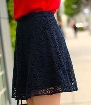 Club Monaco Black Floral Crochet Lace Mini Skater Skirt Size 00