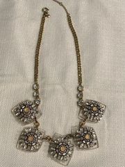 Ann Taylor Vintage Bold Statement Crystal Sparkly Gem Necklace