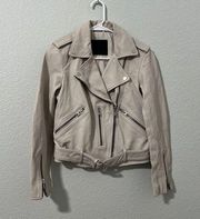 ALLSAINTS Balfern Leather Biker Jacket in Beige - Size US 4