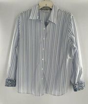 Orvis size 16 striped long sleeve button front blouse.