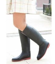 Carolina Herrera CH Monogram Knee High Tall Rubber Rain Boots Black Women's 37