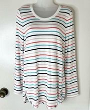 Market & Spruce Stich Fiz Sz M Womens Multi Color Stripe Tunic Knit Shirt