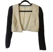 Finders Keepers Womens Open Front Jacket Transitional Blazer Beige Black XS NWOT