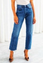 Paris Atelier High Rise Straight Raw Hem Jeans