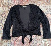 NWT Vintage 90s Notations Women's Velvet Open Front Cardigan Sweater Black Large