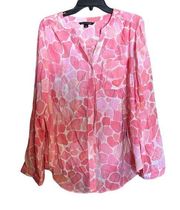 Zac & Rachel Top Womens Large Multicolor Artsy Abstract Print Button Up Blouse