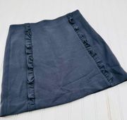 Ann Taylor Loft Skirt Womans 6 Grey Ruffle A-Line‎ Pencil Lined Side Zipper