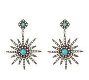 Adornia 14k Yellow Gold Plated Turquoise & Swarovski Crystal Starburst Earrings