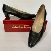 Vintage Black Block Kitten Heel  Heels w/ Original Box