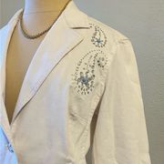 Ruby Rd Women's Size 12P Embellished Stone and Bead White Jacket