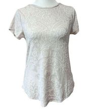 Simply Vera Vera Wang Short Sleeve Floral Jacquard Tee Shirt Petite XS Women’s