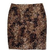 Elie Tahari for 5F Bergdorf Goodman Silk Leopard Print Pencil Skirt Size 2