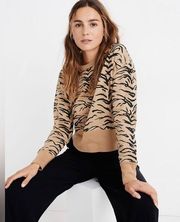 Madewell  Crop Sweatshirt in Tiger Stripe Autumn Meadow Medium